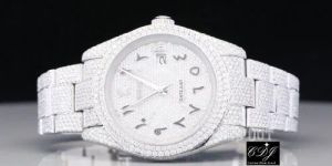Stainless Steel Moissanite Diamond Wrist Watch