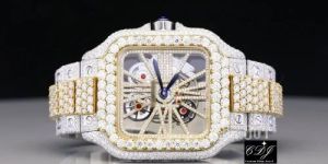 Two Tone 41MM Iced out Stainless Steel Moissanite Diamond Watch