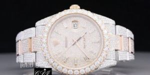 Two Tone Yellow White Pass Moissanite Diamond Watch