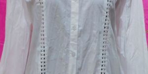Ladies Full Sleeve Cotton White Shirt