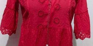 Ladies Red Cotton Tunic Dress