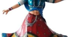 Outdoor Multicolor Fiberglass Rajasthani Themed Dancing Lady