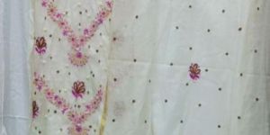 Unstitched Suit Set with Chikankari Dupatta