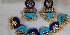 Ladies Sky Blue & Dark Blue Loreal Necklace Set