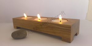 Wooden 3 Tealight Candle Holder