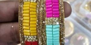 Multicolor Stone Work Metal Kada