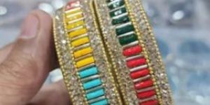 Party Wear Multicolor Glass Bangles Set