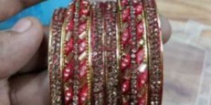 Stone Work Red Sip Bangle Set