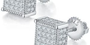 Square Stud Moissanite Diamond Earrings