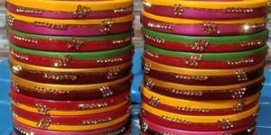 Multicolor Stone Work Ladies Party Wear Lac Bangle Set