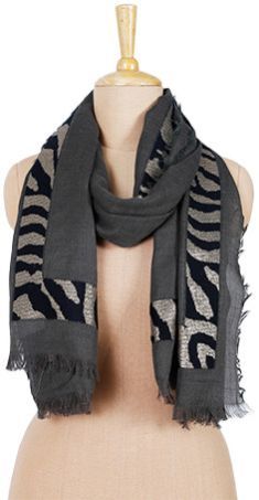 Zebra Lurex Border Denim Scarf