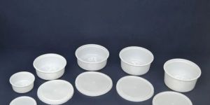 Milky Cream Plastic Round Containers