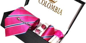 Pink Striped Necktie Set