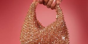 Ladies Golden Ramsey Crystal Boat Hand Bag