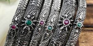 Oxidized Silver Bangles