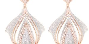 Stainless Steel Heart Cubic Zirconia Tassel Earring Pair