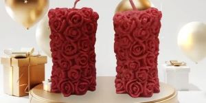 Scented Rose Pillar Candles