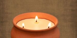 Satyaki Terracotta Belly Pot Candle Set of 1