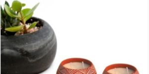 Satyaki Terracotta Handpainted Ball Shape Tribal Design Candle Set of 1