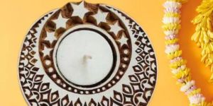 Wooden Block Moon & Star Decorative T-Light Candle Holder Set of 2