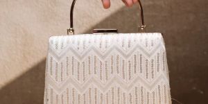 White Sequins Embroidery Party Women Clutch Bag