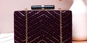 Wine Sequins Embroidery Party Women Clutch Bag