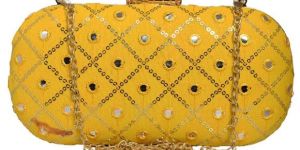 Yellow Sequins Checks Capsule Clutch Bag for Women
