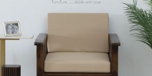 Harlev Sheesham Wood 1 Seater Sofa in Provincial Teak Finish