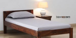 Wood Single Bed in Scratch Resistant Provincial Teak