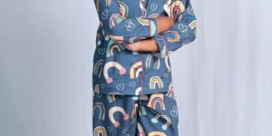 Kids Unisex Grey Pure Cotton Night Suit