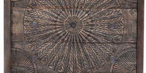 Wooden Olive Wash Carved Chest Drawer