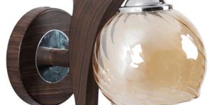 Wooden Wall Light with Round Glass