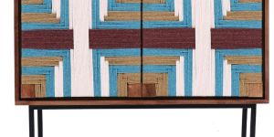 Wooden Woven Low Cabinet Sideboard