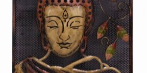 Wrought Iron Buddha Wall Art In Gold