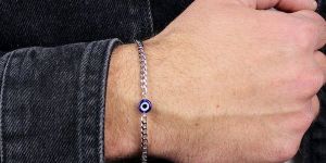 Silver Evil Eye Bracelet for Men