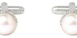 White Pearl Women Cufflinks Earrings