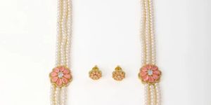 Women Red Bouquet Three-Line Necklace Long Set