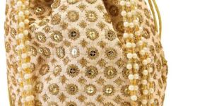 White And Golden Potli Bag