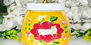 Yellow Pichwai Jar with Cow