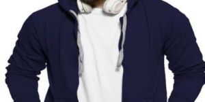 Blue Colour Premium Zip Hoodie For Men