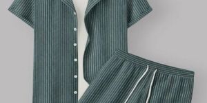 green color mens cotton shirt shorts set