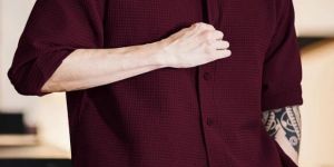 Maroon Long Sleeve Waffle Shirt