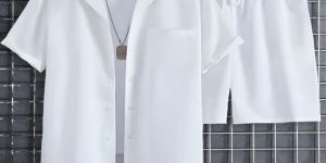 white color mens shirt shorts set