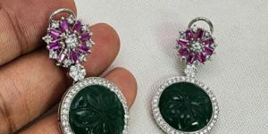 Semiprecious Red Stones Ladies Earrings