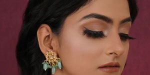 Women MINT STONE KUNDAN EARRINGS