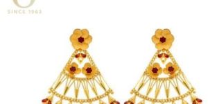 Triangular Blossom Ladies Gold Studs