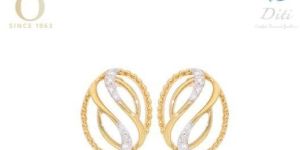 Wavy Oval Ladies Diamond Stud Earrings