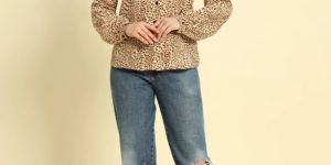 Multicolor Tiger Print Polyester Shirt For Women