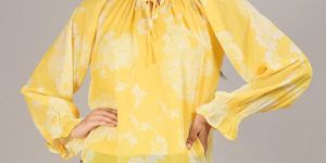 Yellow Polyester Top For Women & Girls