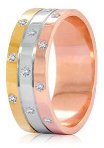 Women Tri Colour Statement Diamond Band Ring